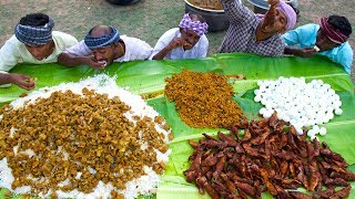 VILLAGE MARRIAGE FOOD  Mutton Curry  Fish Fry  Boiled Egg Raththa Poriyal  Village Function Food [upl. by Idoj121]