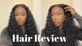 Hair Review Asteria Hair Water Wave Wig Install Débutant [upl. by Hgielek]