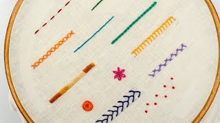 TOP 12 STITCHES IN HAND EMBROIDERY  Tutorial for Beginners [upl. by Tooley180]