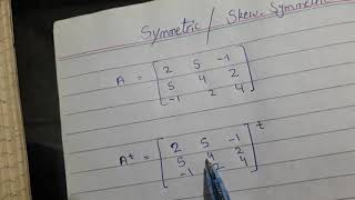 Symmetric matrix amp Skew symmetric matrix in HindiUrdu [upl. by Dorlisa499]