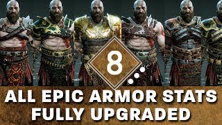 God of War  All Epic Armor Sets  Fully Upgraded Stats Showcase and How to Get The Best Epic Armor [upl. by Reisfield]