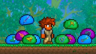 Terraria But Slimes Drop RANDOM Items [upl. by Annaek866]