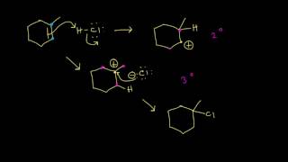 Hydrohalogenation  Alkenes and Alkynes  Organic chemistry  Khan Academy [upl. by Costa36]