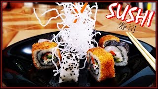 ❤️ SUSHI CON ARROZ NORMAL ❤️  como hacer SUSHI fácil [upl. by Ecirtac993]