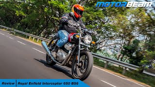 Royal Enfield Interceptor 650 BS6  2Minute Review amp 0100 Test  MotorBeam [upl. by Ahsiekit807]