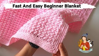 How To Crochet Fast And Easy Beginner Blanket [upl. by Amla]