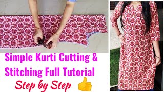 Kurti Cutting and Stitching Step by Step  KurtiSuitkameez Cutting and Stitching Full Tutorial [upl. by Areikahs566]