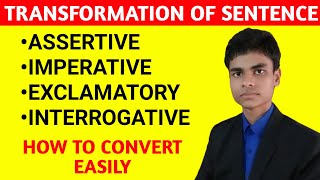 Transformation of sentences  English Grammar  Assertive Imperative Exclamatory Interrogative [upl. by Leilah]