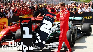 Sebastian Vettel moves No 1 board away from Hamiltons car after losing Canadian GP [upl. by Atsyrk]