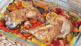 POLLO con VERDURAS al horno fácil ¡Rápido y Exquisito [upl. by Ennaylloh248]