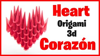 💗CORAZÓN de ORIGAMI 3d Fácil 💗 Para PRINCIPIANTES Curso de Origami 3d [upl. by Inva639]