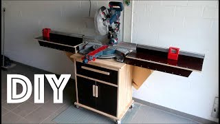 DIY Mobile Miter Saw Stand  Mobile Kappsäge Station mit Absauganlage [upl. by Nareht]