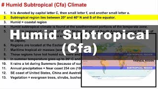 Koppen Scheme  Humid Subtropical Cfa  UPSC IAS Geography [upl. by Leirrad]