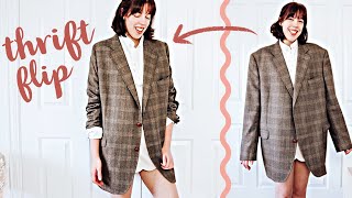 THRIFT FLIP mens blazer to womens oversize blazer  sew with me [upl. by Myranda]