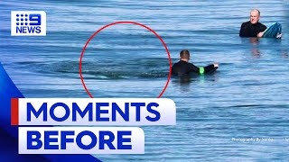 Image taken just moments before Port Macquarie shark attack  9 News Australia [upl. by Oram]