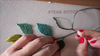 Leaf Filling with Stem Stitch  Embroidery Tutorial [upl. by Aical]