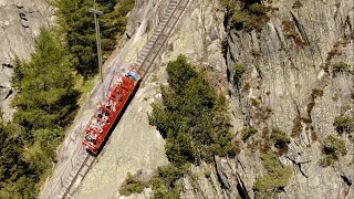 Die steilste Standseilbahn von Europa  Fahrt mit der Gelmerbahn [upl. by Nnaaras584]