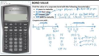 Find Bond Value  annual vs semiannual coupons [upl. by Assedo917]