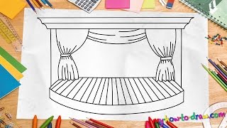 How to draw a Stage  Easy stepbystep drawing lessons for kids [upl. by Nwahsav]