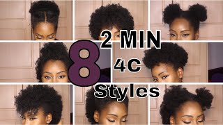 8 SUPER QUICK HAIRSTYLES ON SHORT 4C HAIR [upl. by Conney]