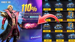 COMO RECARREGAR DIAMANTE NO FREE FIRE  GANHAR BÔNUS 110 NO RECARGA JOGO FREE FIRE [upl. by Nolra]