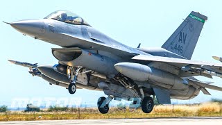 F16 Fighting Falcon Fighter Aircraft Take Off and Landing in Italy US Air Force [upl. by Aicnelev]