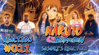 Sasoris Real Face  Naruto Shippuden Episode 21  Group Reaction [upl. by Oetsira]