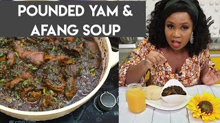 POUNDED YAM AND AFANG SOUP RECIPE poundedyam Afangsoup Nigeriansoup youtubeblackcreator [upl. by Sabella563]