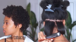 SILK PRESS on 4C twa NATURAL HAIR at home blowoutflat iron J Mayo [upl. by Grant791]