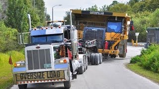 Caterpillar 777 Mining Haul Truck Transported by 11 Axle Lowboy [upl. by Elaynad]