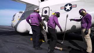 Navy CMV22B Osprey Operations Aboard an Aircraft Carrier [upl. by Irrac113]