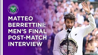 Matteo Berrettini Mens Final PostMatch Interview  Wimbledon 2021 [upl. by Ardien597]