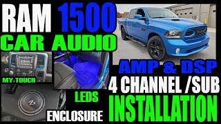 RAM 1500  4 CHANNEL AND SUB AMP INSTALL WITH INTERIOR LEDS [upl. by Johnna]