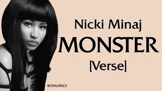 Nicki Minaj  Monster Verse  Lyrics [upl. by Yelhsa205]